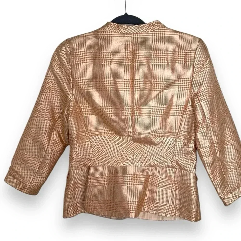 Armani Collezioni Orange Gold Plaid Jacket Size 12 Quiet Luxury Designer - Picture 5 of 5